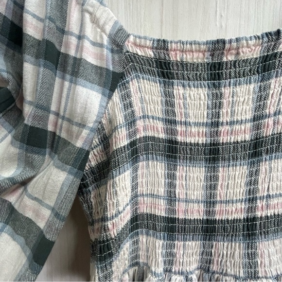 Madewell Lucie Elbow-Sleeve Smocked Mini Dress in Lebaum Plaid Size M - Picture 6 of 16